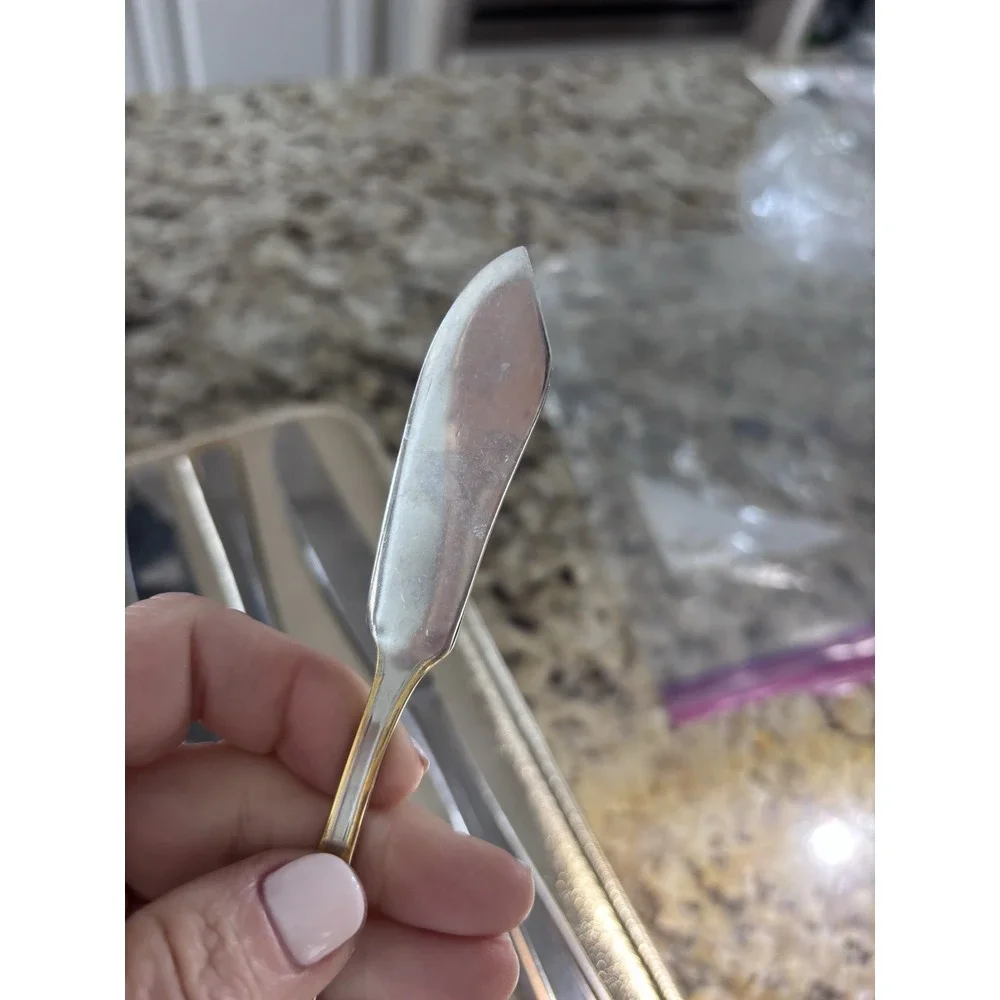Towle Hard To Find Stainless Flatware‎ Beacon Hill Pattern With Gold Trim. 3126